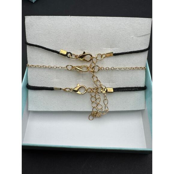 NIB 3 Stylish Bracelets or Anklets Black & Gold - Picture 8 of 8
